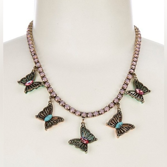 Betsey Johnson Boho Butterfly Bib Tennis Collar Necklace - Picture 1 of 9